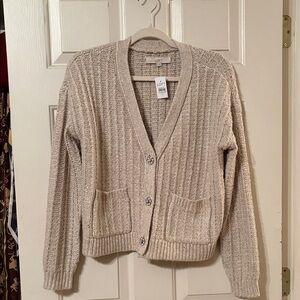 LOFT Women's Beige Knit Cardigan